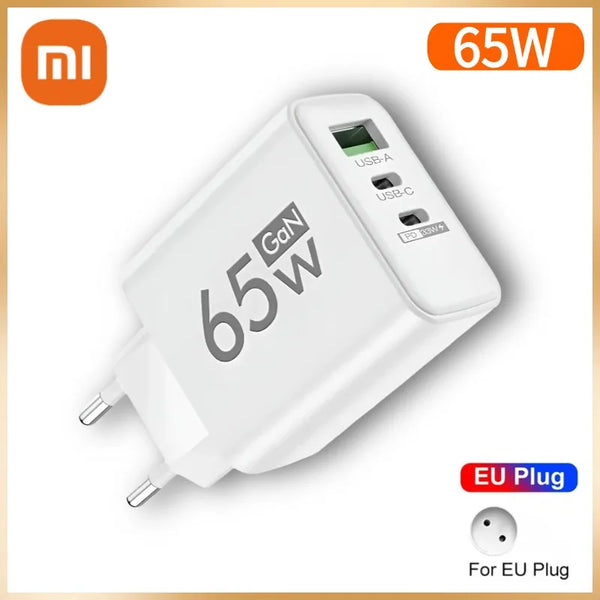 Xiaomi 65W Super Fast Charger Type-C Quick Charge 3.0 USB Charger Adapter For iPhone Samsung Xiaomi PD USB Charger 3 Ports