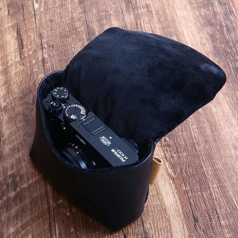 PU Leather Camera Bag Soft Case Cover for Fujifilm X100V X100F X100T X100S XF10 X30 X10S X70 Leica DUXL X X2 Canon G7XIII G5XII