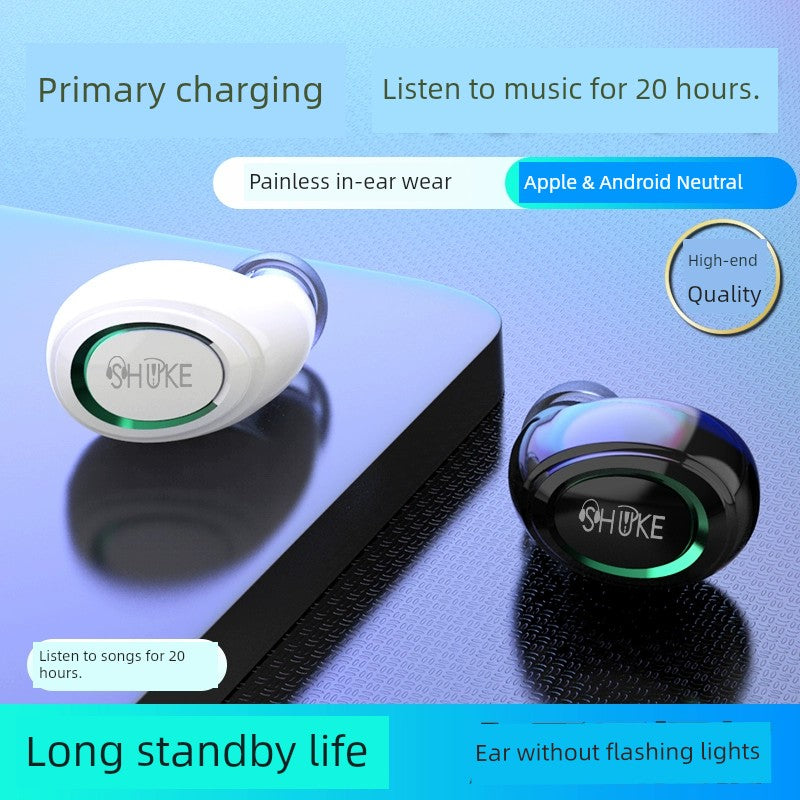 20 Hours of Listening to Music at a Time Bluetooth Headset Wireless Long Standby Endurance in-Ear High Sound Quality Black Technology Music Audio Men and Women Suitable for Apple Vivo Huawei Oppo Xiaomi Mobile Phone Neutral