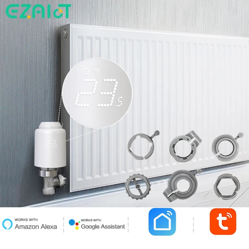 TRV 604 WiFi Radiator Valve Smart Tuya Home Heating Thermostat Actuator Programmable Temperature Controller Alexa Google Voice