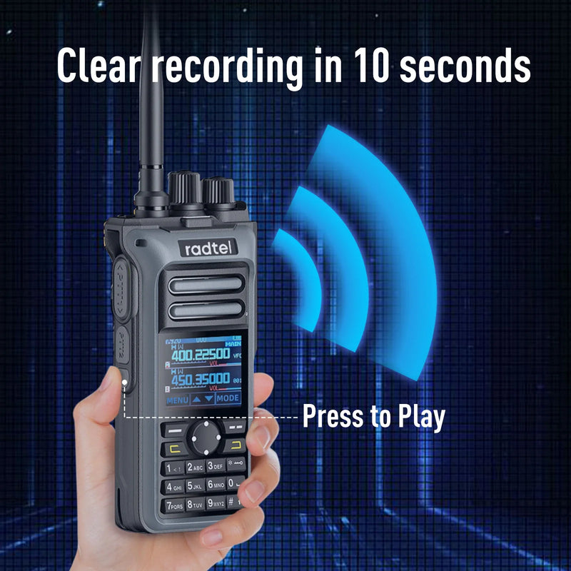 Radtel RT-752 10w Air Band Walkie Talkie Full Band Amateur Ham 199CH  HT USB-C Battery NOAA FM AM Recording  Vibration