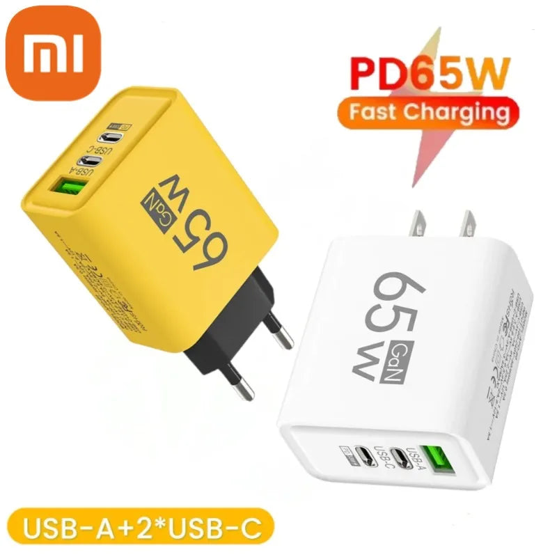 Xiaomi 65W Super Fast Charger Type-C Quick Charge 3.0 USB Charger Adapter For iPhone Samsung Xiaomi PD USB Charger 3 Ports