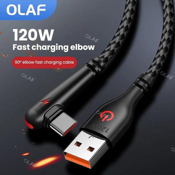 Olaf 120W USB Type C Cable USB C Cable Fast Charge Mobile Cell Phone Charging Cord Wire For Xiaomi Samsung Huawei Macbook iPad