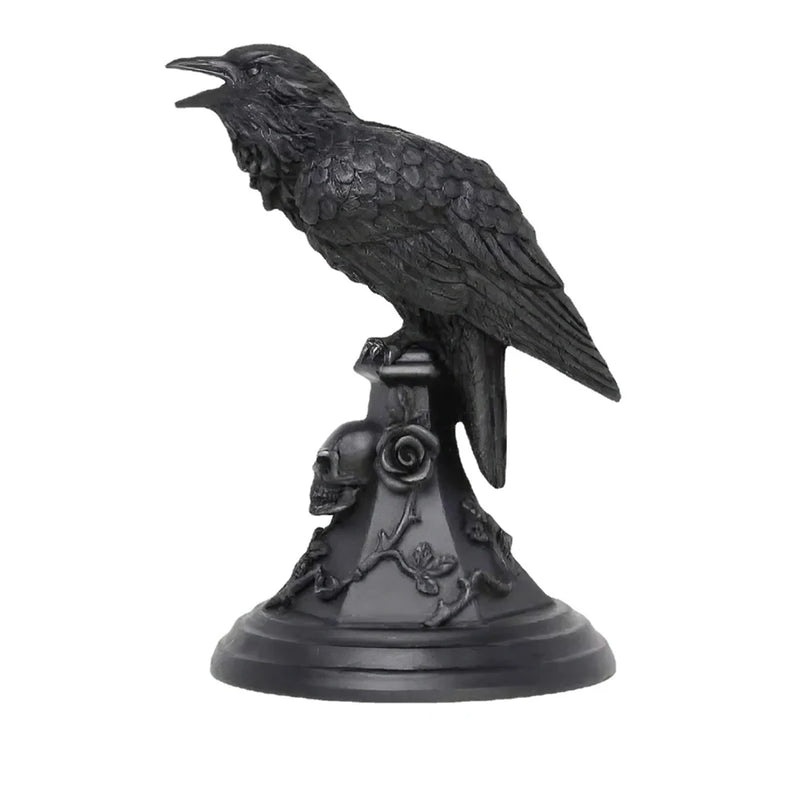 Halloween Gothic Crow Candlestick Ornaments Resin Room Decor Antique Owl Figurines Decoration Statue Home Decoration Accessories