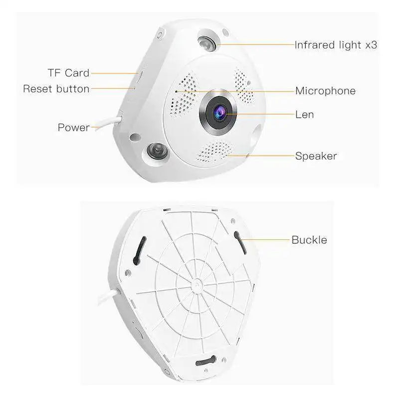 V380 360 Degree WiFi Camera IP Fish Eye Panoramic 1080P WIFI CCTV 3D VR Video Audio Remote Home Monitoring CCTV Security Camera