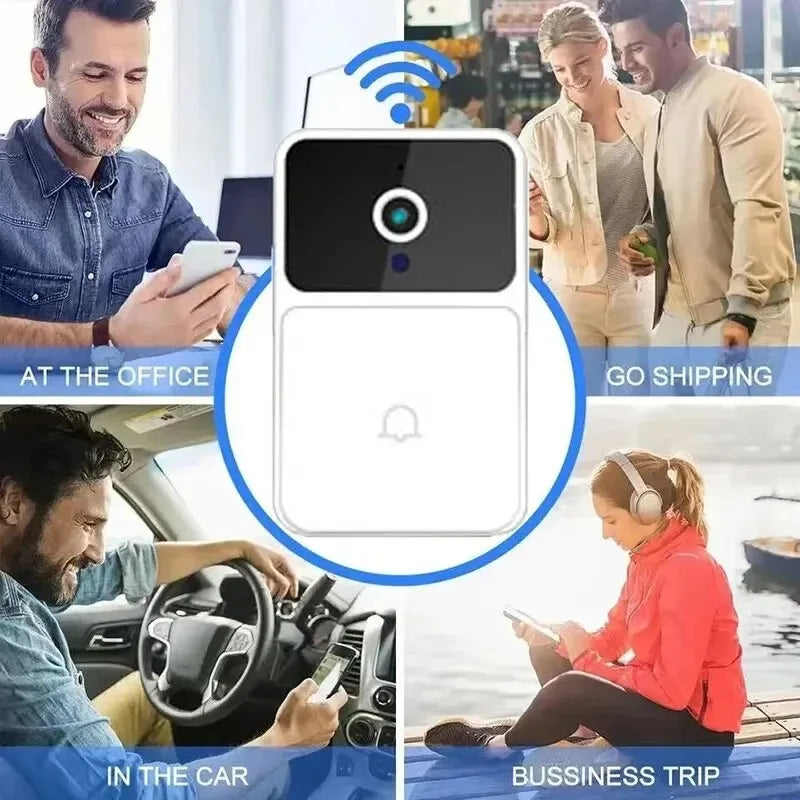 WiFi Video Doorbell Wireless HD Camera PIR Motion Detection IR Alarm Security Smart Home Door Bell WiFi Intercom