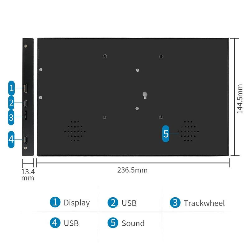 Portable monitor 10.1inch HDMI-compatible touch screen with speakers raspberry pi module display  for computer PC psp laptop