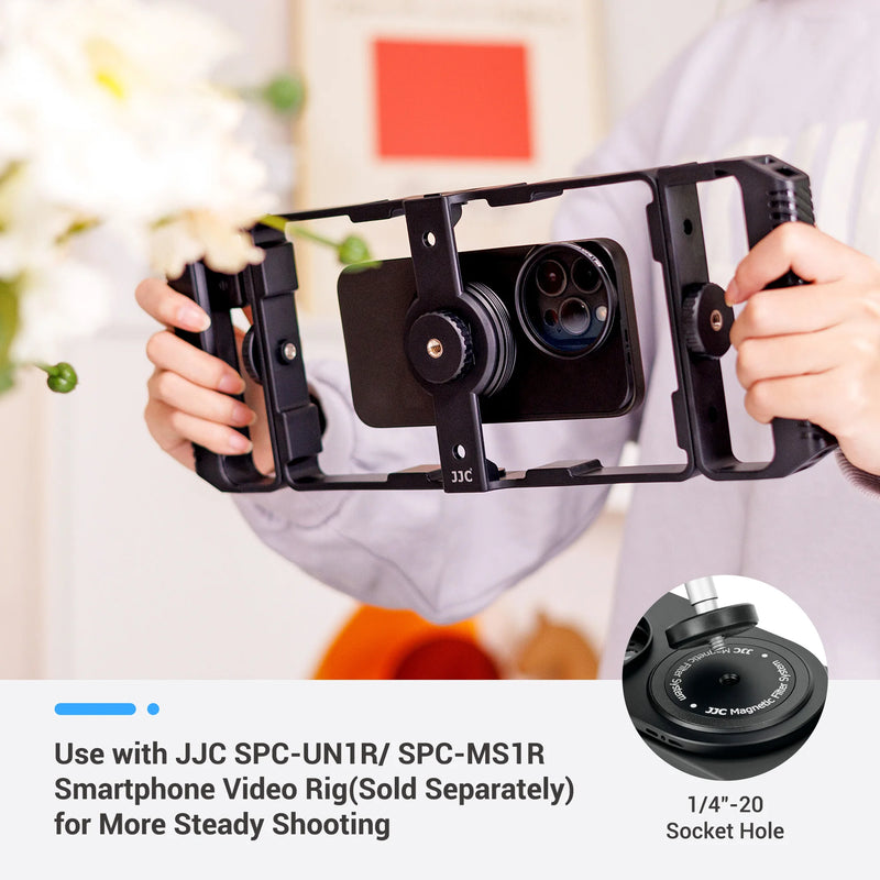 JJC Magnetic Lens Filter Mount Adapter for iPhone 15 14 13 Pro Max Magnetic Filter Base With Cold Shoe Mounts Silicone Lens Hood