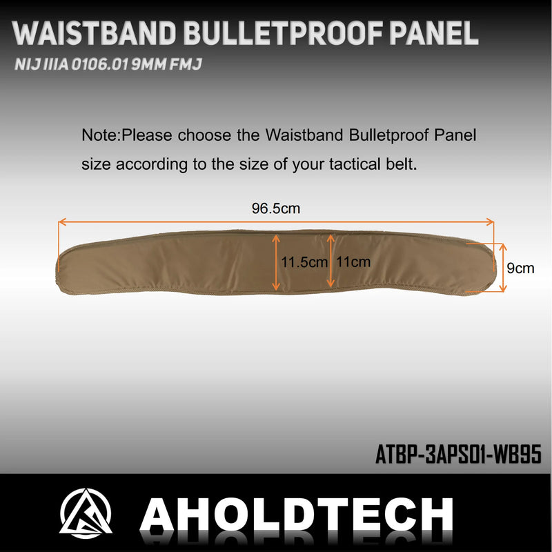 Aholdtech Belt NIJ IIIA Waistband Bulletproof Waist Training Universal Padded Wide Belt Girdle Soft Panel