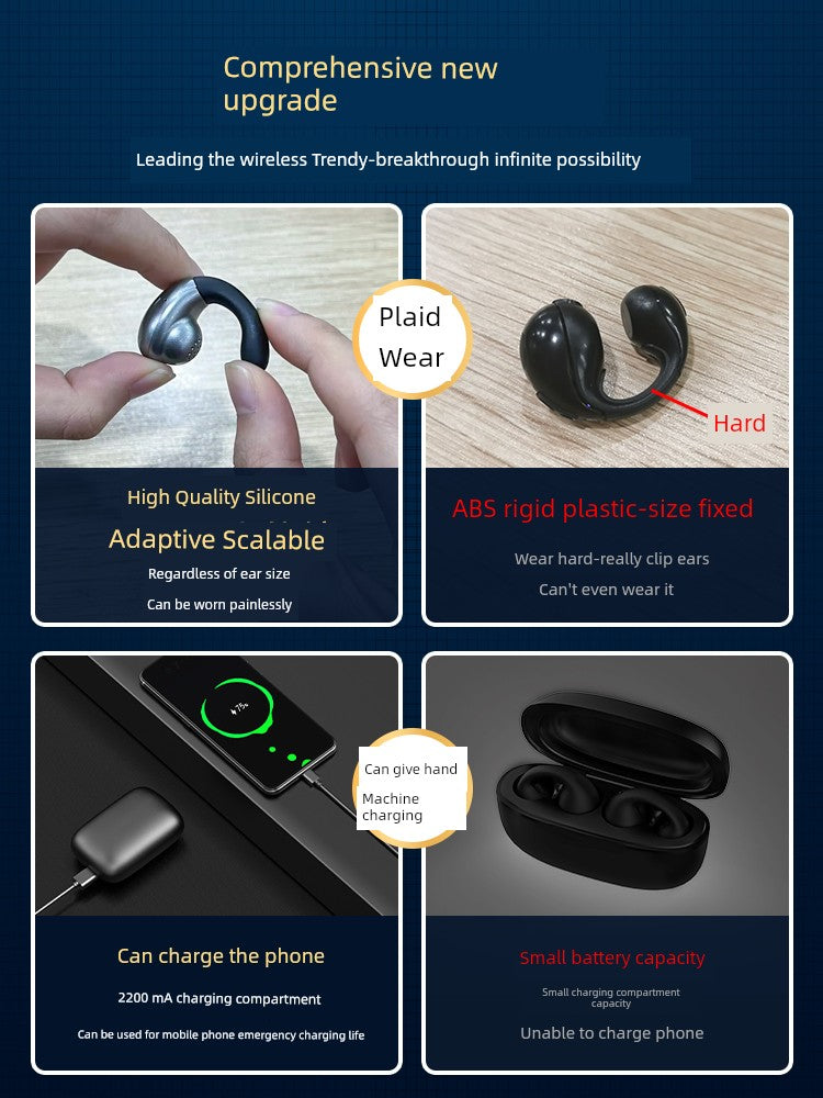 No Pain When Wearing It for a Long Time Amoi Bluetooth Headset 2024 New Arrival Wireless Bone Conduction Not in Ear Clip Ear Hanging Classy Sports