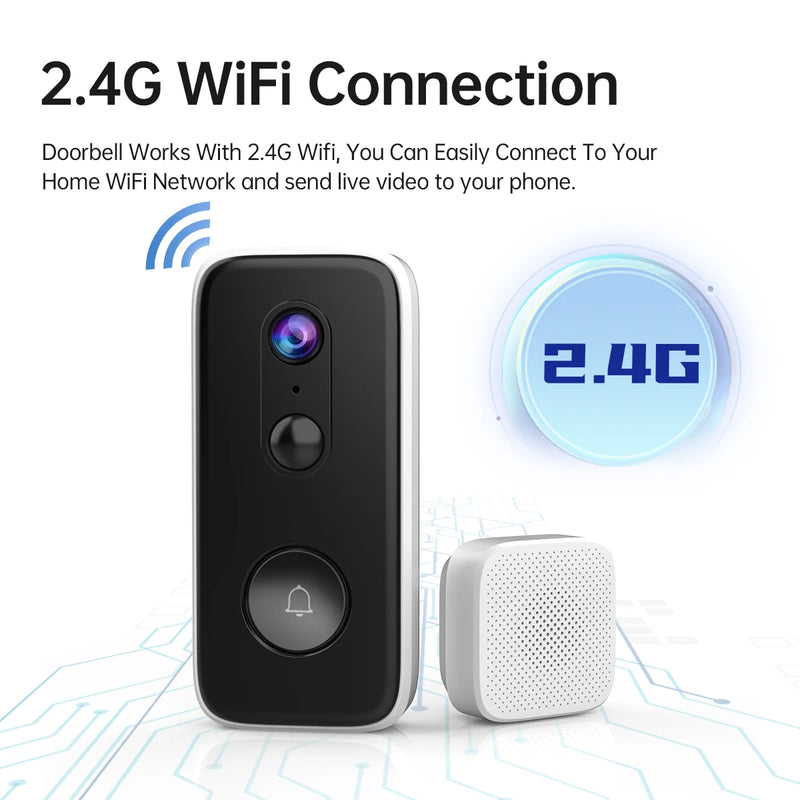 JOOAN 3MP WiFi Video Doorbell Outdoor DoorBell Camera Auto Sensing Door Eye Camera Battery PIR Motion Detector Home Security