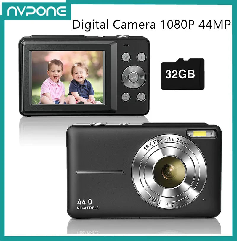 Digital Camera 1080P 44MP Point and Shoot Photography Camera Video Camcorder Portable Vlog Camera for Kids Children Students