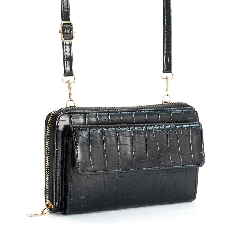 Women's Fashion Crocodile Mobile Phone Wallet Shoulder Bag