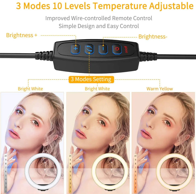 LED Ring Light Photographic 33cm Selfie Ring Lighting Tripod Phone Holder Circle Fill Light Dimmable Lamp For YouTube Video Live