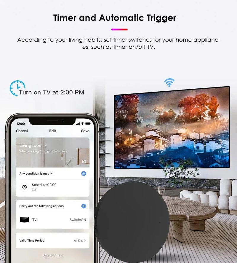 Tuya WiFi IR Remote Control Smart Universal Infrared Smart Home Control for TV DVD AUD AC Works with Alexa Google Home Alexa