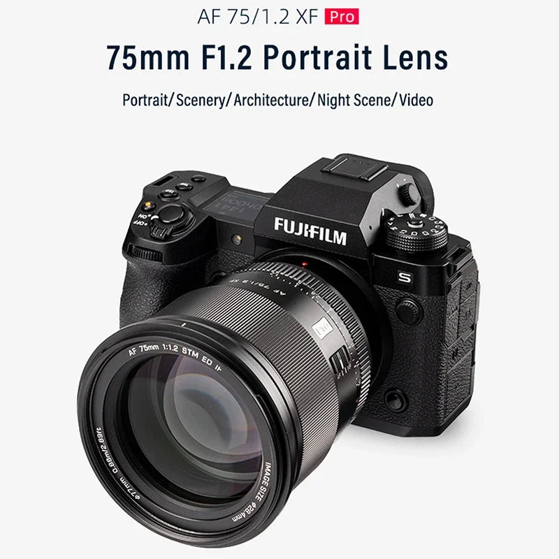 VILTROX 75mm F1.2 Fuji X Lens Auto Focus Large Aperture Portrait APS-C for Fujifilm XF Mount Camera X-T4 T100 X-H2S X-T30 X-Pro3