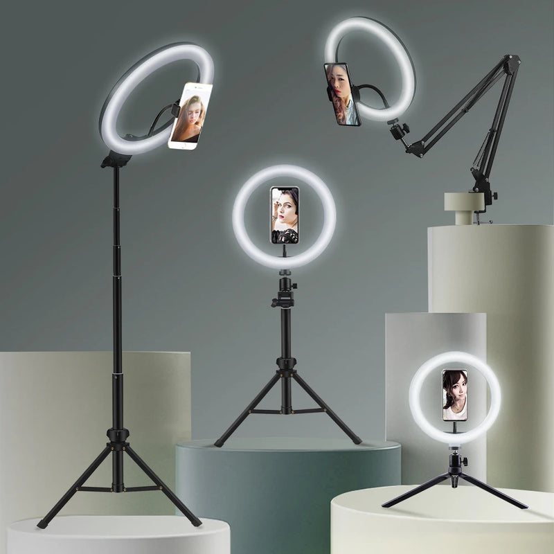 Youtube Shooting Vlog Selfie Circular Photo Ring Light Led Photographic Video Camera Lamp Studio Lighting Phone Holder