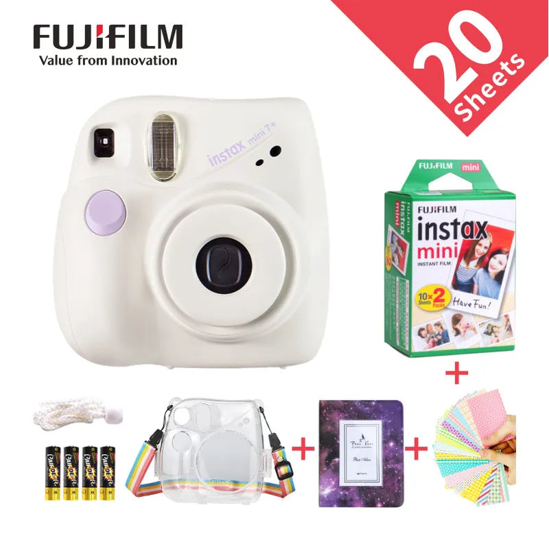 Original Fujifilm Instax Mini7+  Camera Fuji  Instant Camera Film Camera Film Wrist Strap Birthday Christmas for Girl Gift