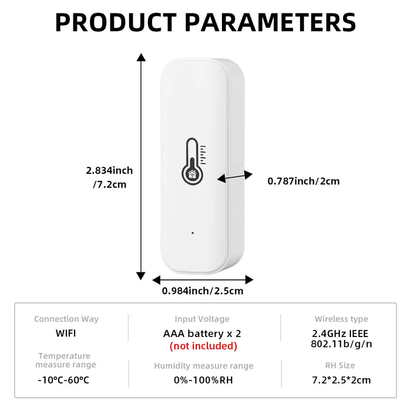 2PCS Tuya Zigbee/WiFi Temperature Humidity Sensor Home Connected Thermometer Compatible With Smart Life Alexa Google Assistant