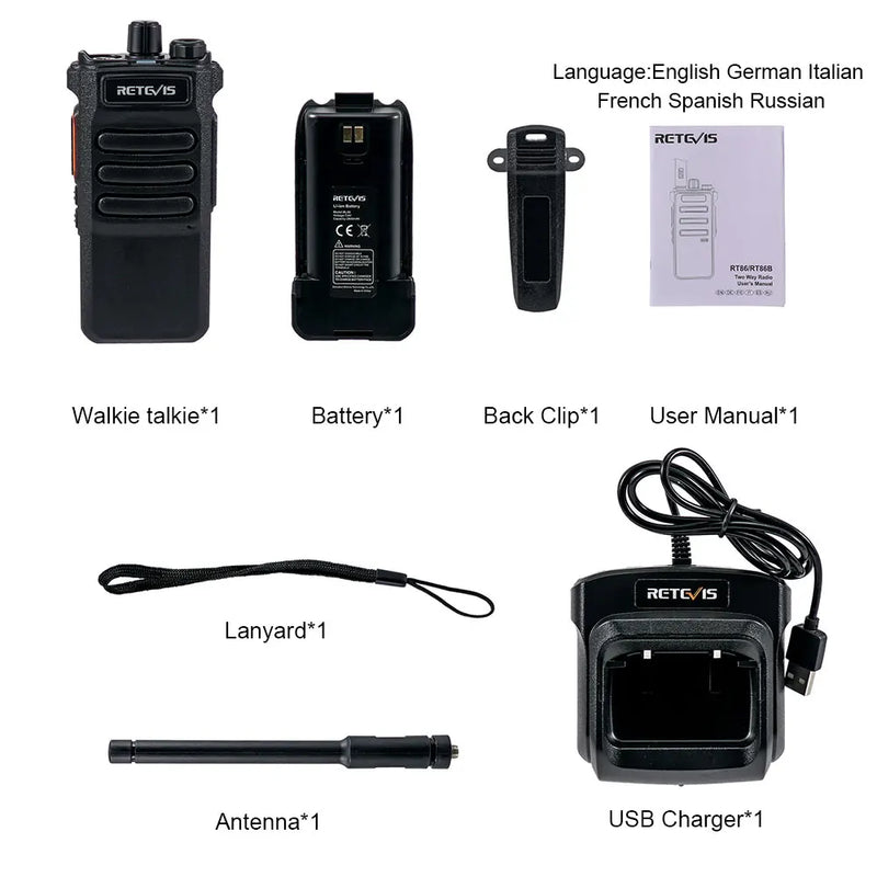 Retevis RT86 10W Walkie Talkie Long Range Communication Radios Walkie-talkie Professional Communicator Two-way Radio Long Reach