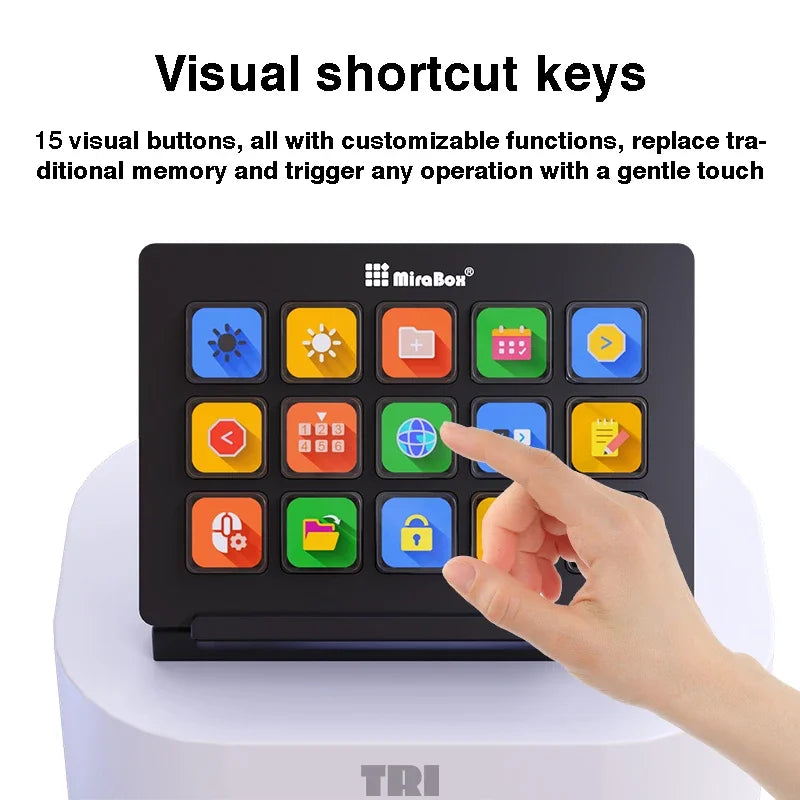 Mirabox Stream Deck Screen Customization Function 15 Key Mini Keyboard Display Function Macro Button OBS Live Music Console