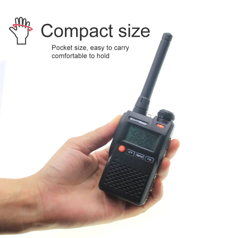 Baofeng Latest UV-3R Walkie Talkie Mini FM Radio TWO WAY RADIO VOX Dual Band Dual Display Handsfree 99ch Mini Portable FM Radio