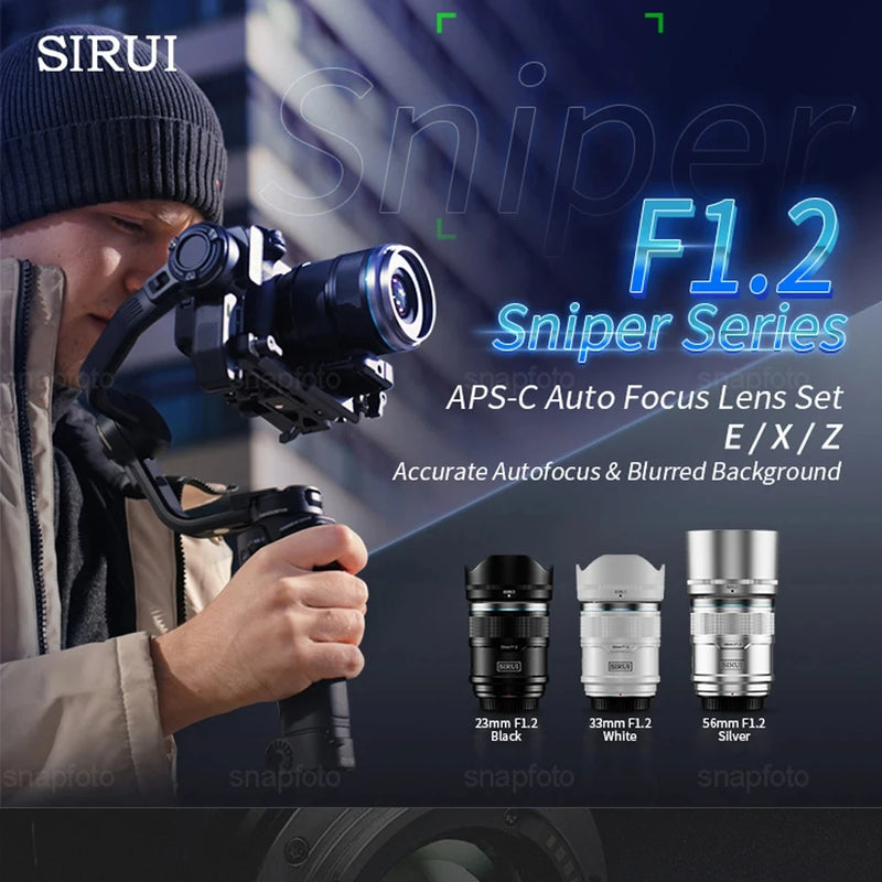 SIRUI Sniper Series 23mm 33mm 56mm F1.2 APS-C Auto Focus Lens For Sony E Mount Fuji X Mount Nikon Z Mount Camera lens