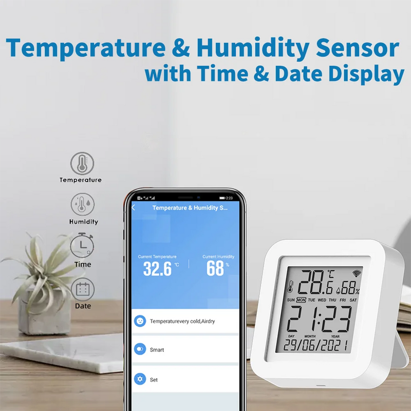 Tuya WiFi Temperature and Humidity Sensor Thermometer for Home Automation for Smart Home Work For Alexa Google Home