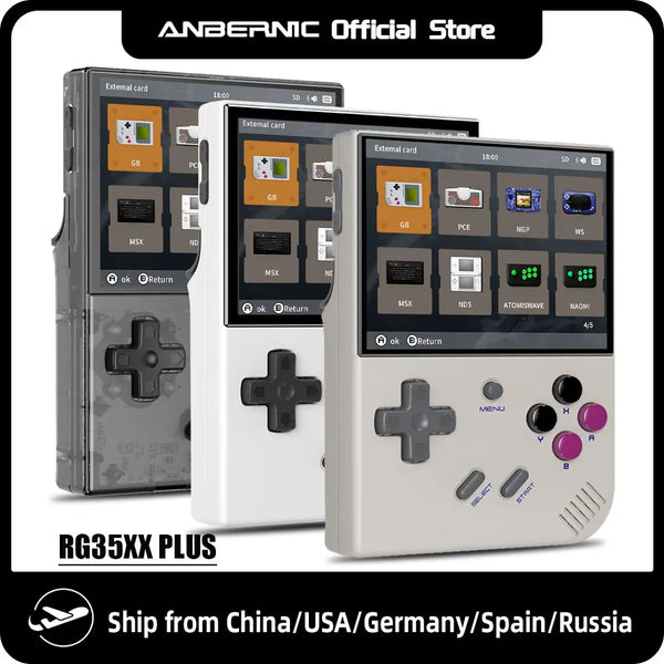 ANBERNIC 64 Bit RG35XX PLUS Retro Handheld Game PlayerBuilt-in 64G TF 5K+ Classic Games HD-Support  TV Portable For Travel Kids