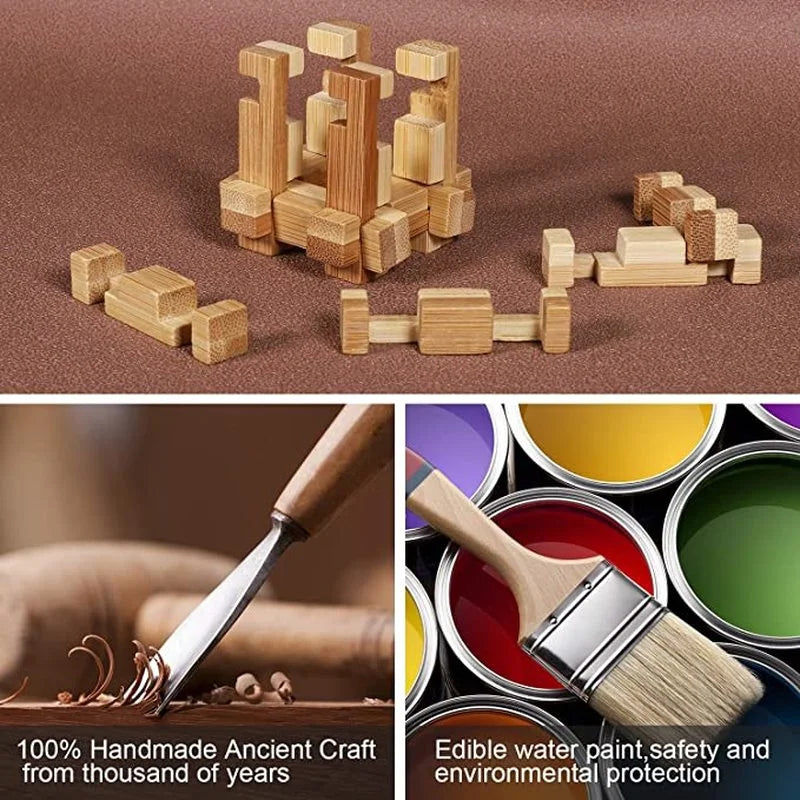 Kong Ming Luban Lock Kids Children 3D Handmade Wooden Toy Adult Intellectual IQ Brain Teaser Game Puzzle Educational Toys