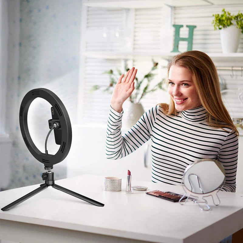 33cm LED Selfie Ring Light Photography Lights Warm Cold Lamp With Tripod Dimmable USB Ringlight For Tiktok Video Live Fill Lamp