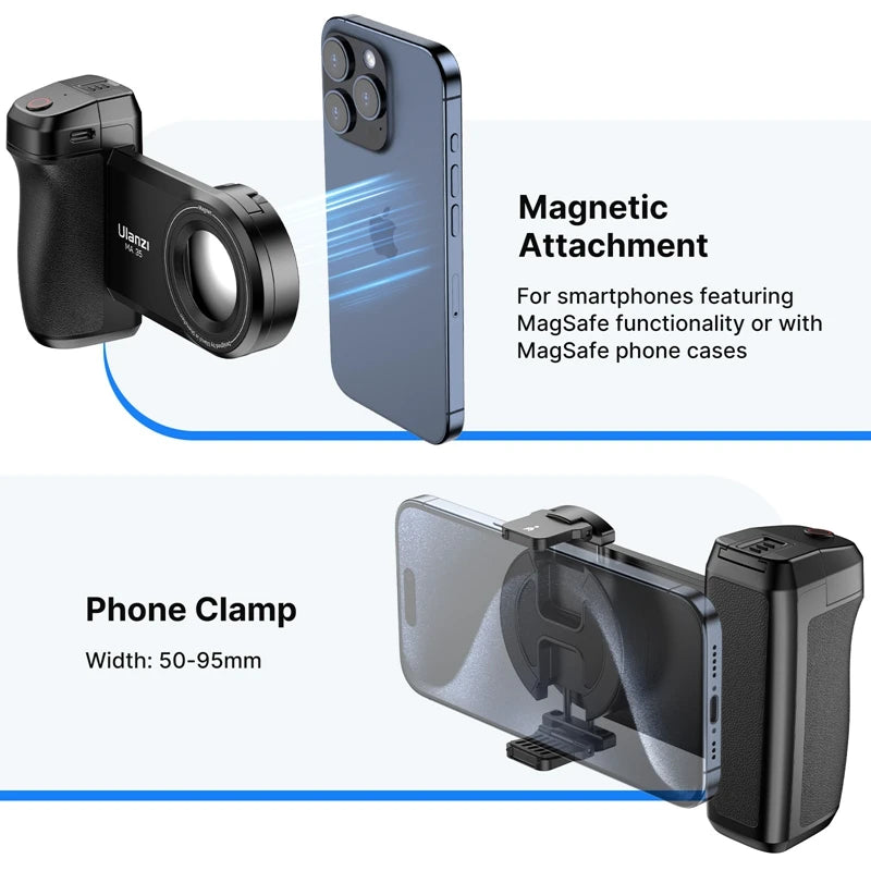 Ulanzi MA35 Phone Camera Grip Handle MagSafe Bluetooth Shutter Smartphone Selfie Stablizer Vertical Horizontal Shooting