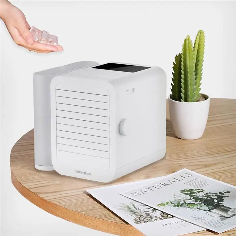 Newest Microhoo 3 In 1 Mini Air Conditioner Water Cooling Fan Touch Screen Timing Artic Cooler Humidifier Bladeless Fan