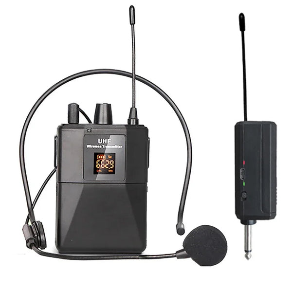 UHF Wireless Headset Microphone with Transmitter Receiver LED Digital Display Bodypack Transmitter for Teaching Live Performance