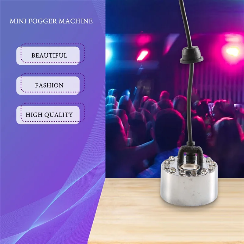 Mini Mist Maker, 12 LED Mister Fogger Water Fountain Pond Fog Machine Atomizer Air Humidifier for Halloween, Christmas