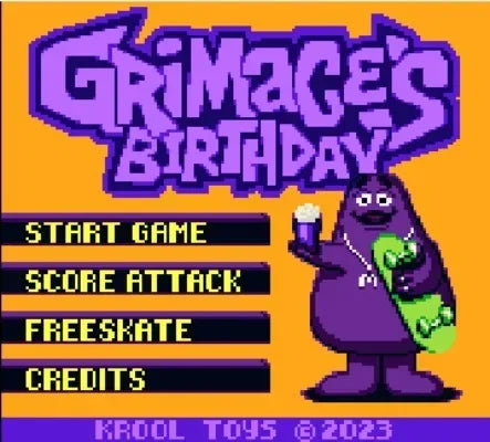 GBC Game Cartridge 16 Bit Video Game Console Card Grimace’s Birthday English Language Fan Made