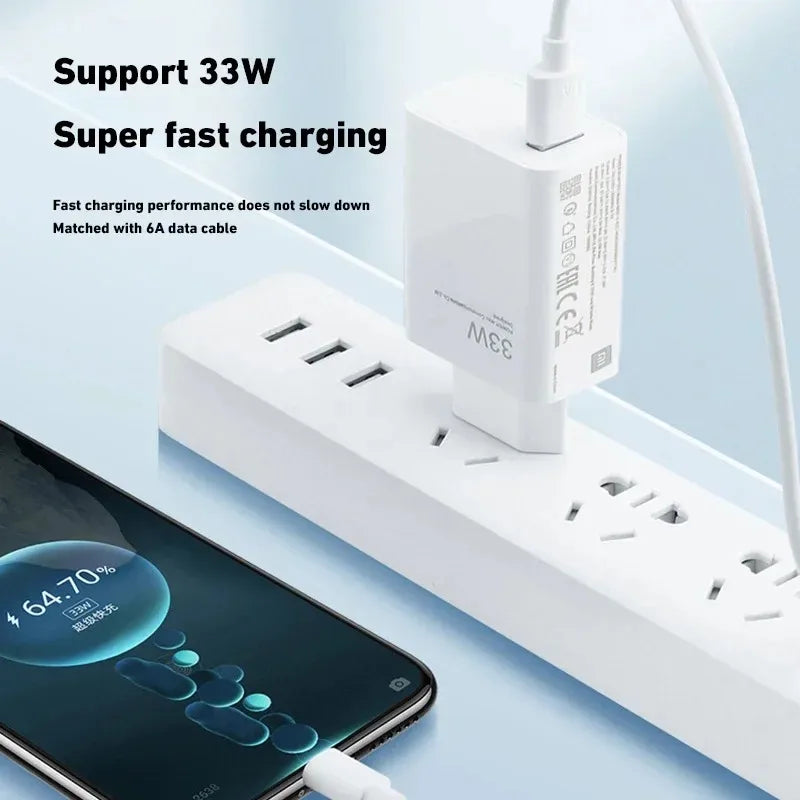 Xiaomi 120W USB Fast Charging High Speed Charger QC 3.0 Mobile Phone 6A USB Type C Cable Adapter For Redmi Samsung Huawei