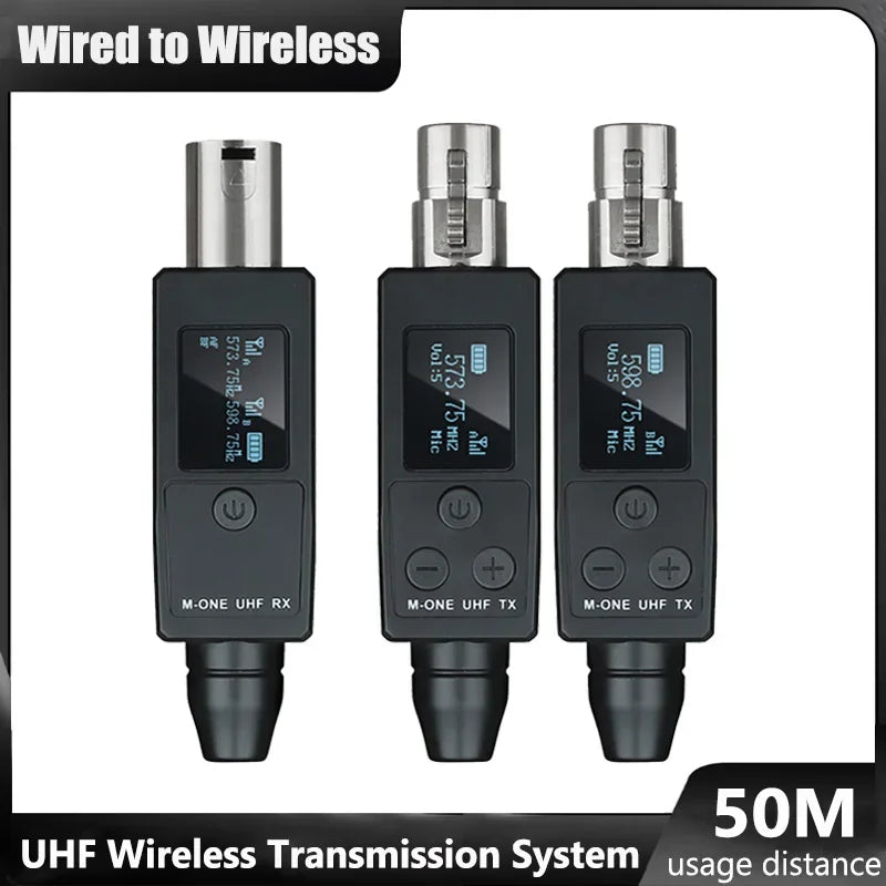 2 Channel UHF Wireless Microphone Converter XLR Transmitter And Receiver For Dynamic Mic Guitar Receiver Transmission Adapter