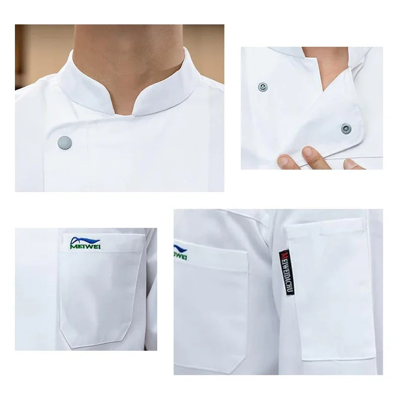 Hotel Chef Jacket Restaurant Cooking Clothing Black Men's Long Sleeve Cook Coat Bakery Bake Waiter Work Clothes Kitchen Uniform