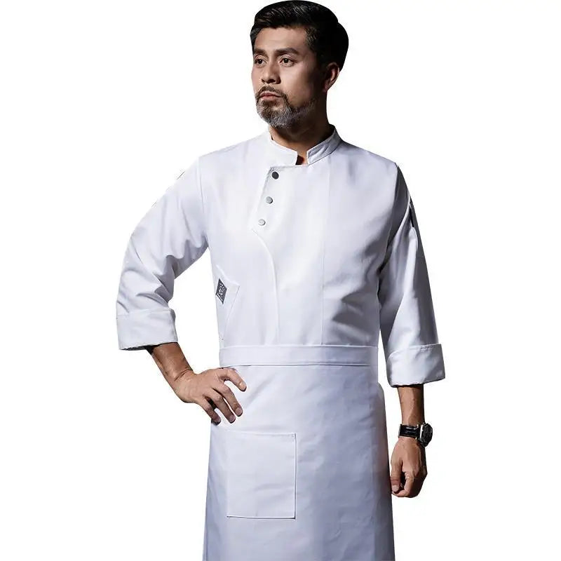 Hotel Chef Overalls Men's Long- Dining Restaurant Rear Kitchen Short-Sleeved Summer