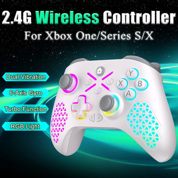 For Xbox One 2.4G Gamepad For Series X/S, PC Wireless Controller 6-Axis Vibration Hall Effect Video Game Control Accessorie