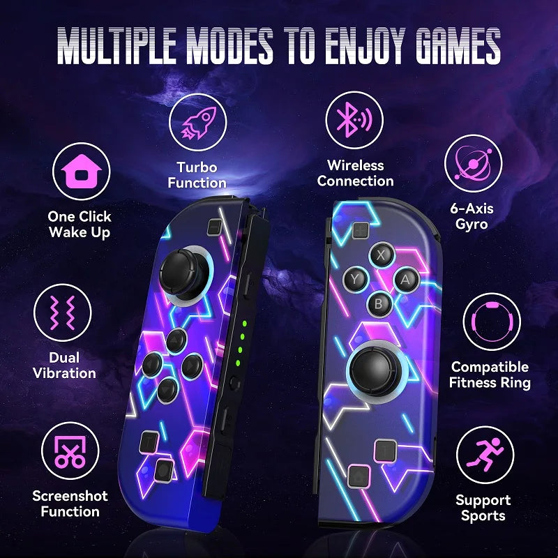 Flash Colored Pattern For Switch/Phone/PC Bluetooth Wireless Game Controller Console Controls Gamepad Vibration - No Strap