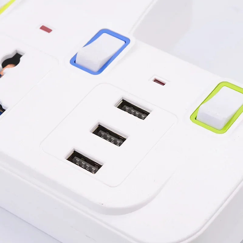 UK EU Plug Multi-Function Extension Socket with 3 USB Ports Wireless Power Strip Universal Jack Converter Adapter