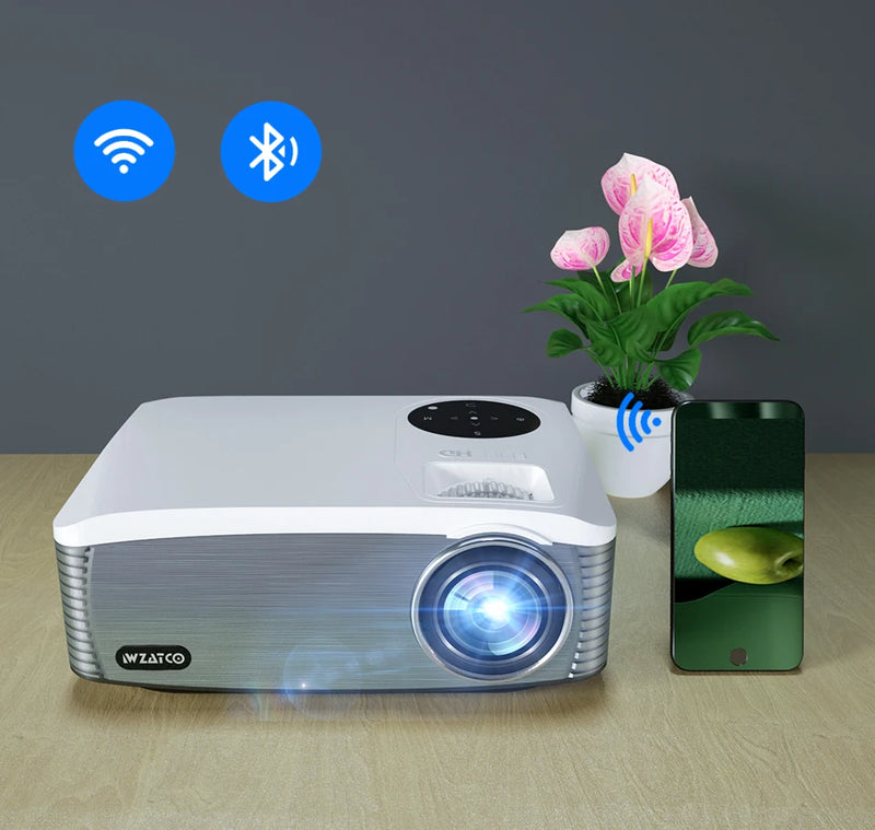 WZATCO C6A Full HD LED Projector Beamer Android OS WIFI 5G Video Proyector 300" Large Screen for Home Theater Cinema