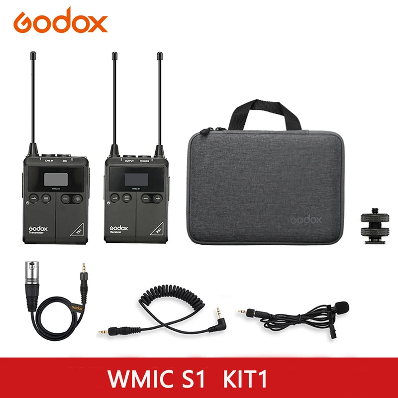 Godox WMicS1 Mic Kit Transmitter Receiver UHF Wireless Microphone System Distance Wireless Up To 100m For Sony Nikon Canon DSLR