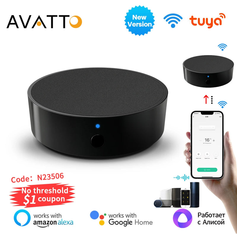 AVATTO Tuya WiFi IR Remote For Air Conditioning TV Smart Life APP Universal Infrared Remote Control Work With Alexa, Google Home