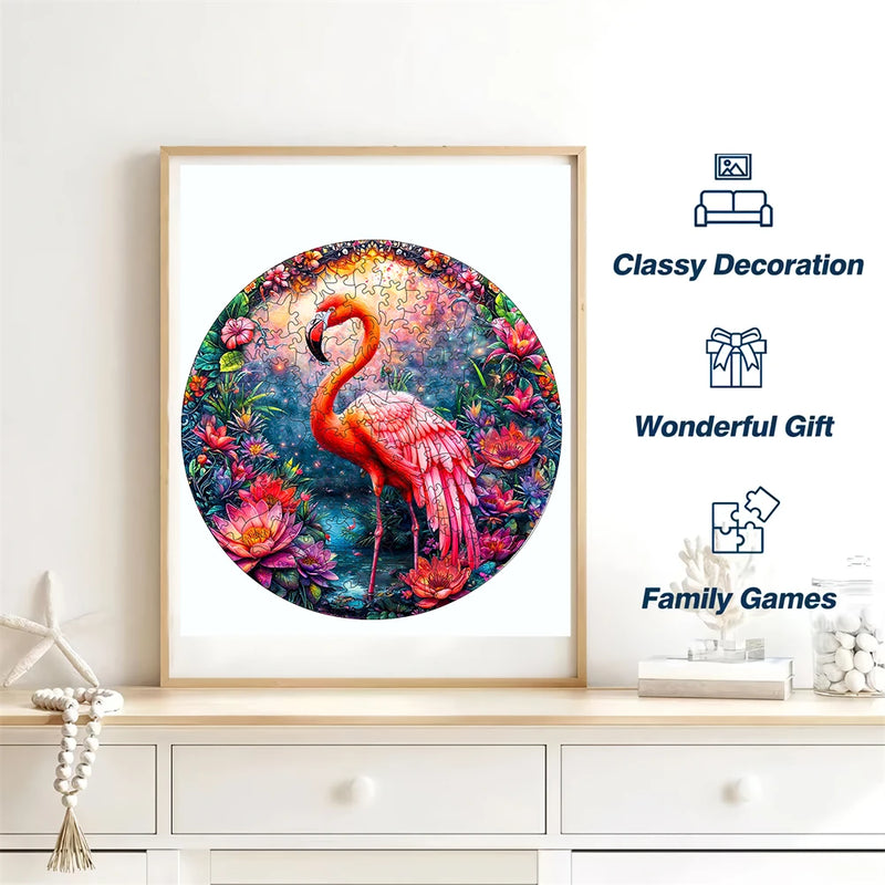 Flamingo Animal Wooden Jigsaw Puzzle For Adults Kids DIY Crafts 3D Puzzle Game With Irregular Animal Pieces Perfect BirthdayGift