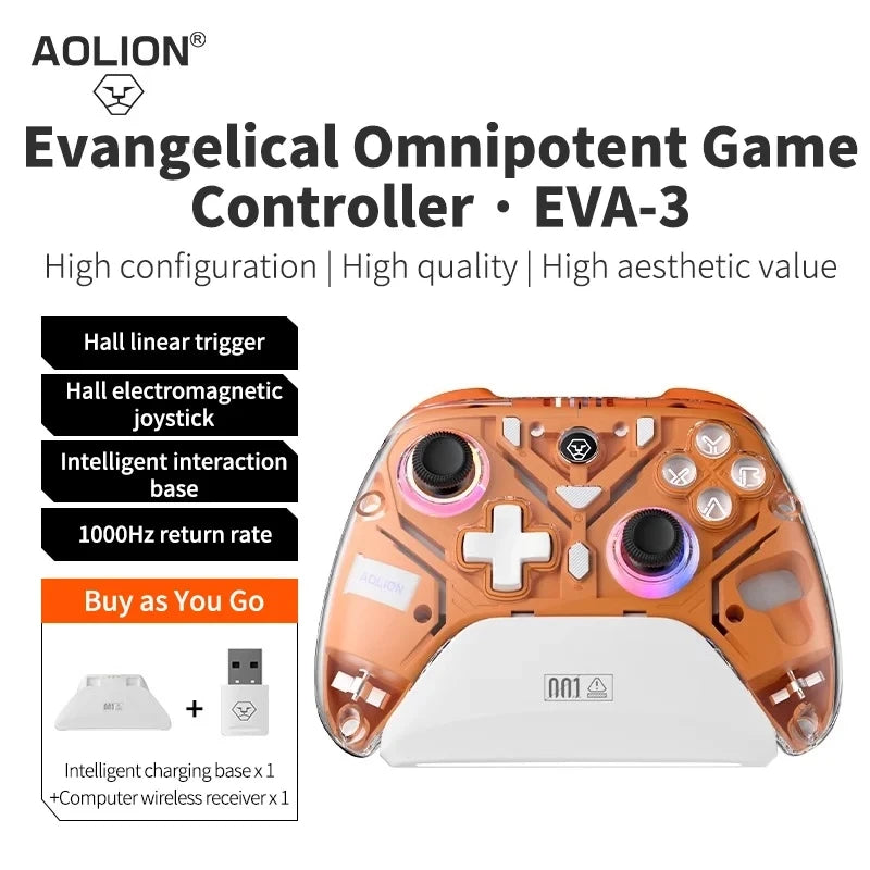 Aolion K10 RGB Wireless Gaming Controller With Charging Dock Gamepad Hall Effect Joystick Trigger For Nintend Switch/PC/Phone