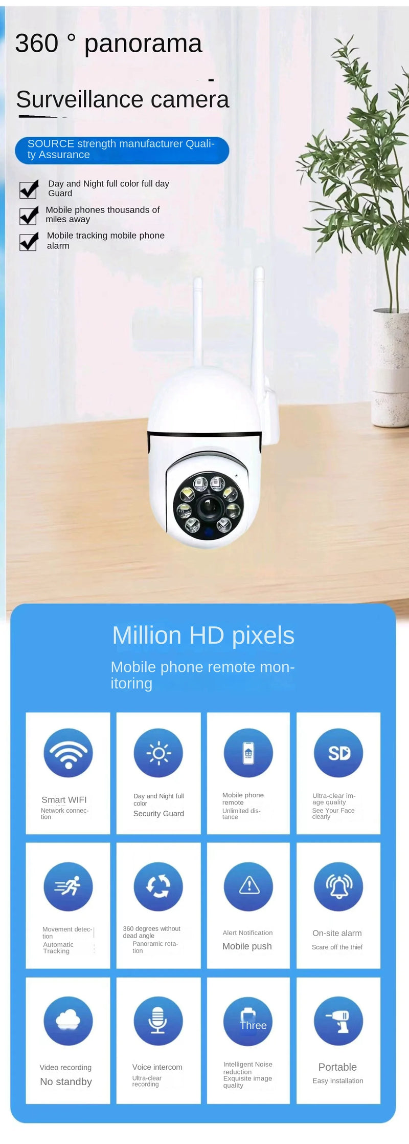 YIIOT app 2.4G 5G 2mp wireless 360-degree panoramic intelligent high-definition bulb lamp holder Monitoring camera