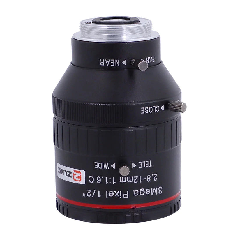 ZLKC 2.8-12mm Wide-Angle Zoom Lens C Mount 1/2 Inch 3MP Low Distortion F1.6 CCTV 4K Camera Lens Varifocal